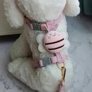 꿀벌 캐릭터 강아지 하네스리드줄 세트 산책용 가슴줄 강아지하네스