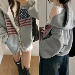 [매일 손이 가는] 빈티지 아메리카 성조기 루즈핏 후드 집업