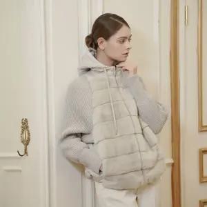 알테스모피 울니트소매 구스 패딩 밍크 후드 자켓 그레이 +브러쉬 증정1051637