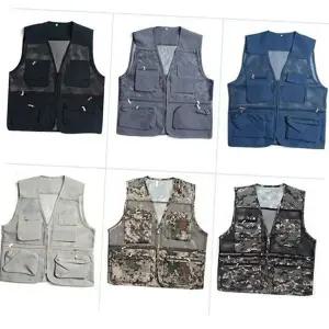 남성 여름 조끼 다기능 쿨링 포켓 남성 망사 조끼 메쉬 야외 폴리에스터 밀리터리 단체복 편안한 작업 경량