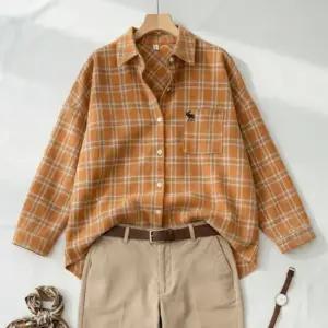 케이아 오버핏 체크 셔츠_ND1BL023