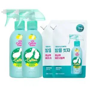 온더바디 코튼풋 발을씻자 풋샴푸 레몬 385ml 2개+리필 500ml 2개