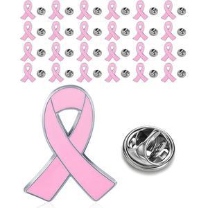 25/50/100/200개 핑크 분홍색 리본 핀 유방암 인식 에나멜 라펠 핀 여성 유방암 인식 브로치 핀 자선 공공 사회 행사 배지 벌크