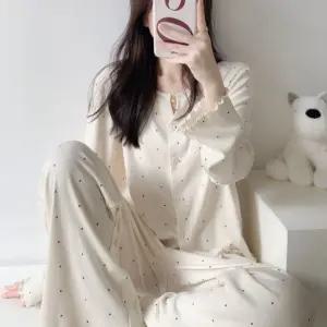 위드기프트 크리미컬러 모던 도트 프릴 홈웨어 상하세트