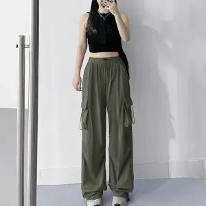 여성 투웨이 밑단 끈 조절 허리 밴딩 조거 배기 팬츠