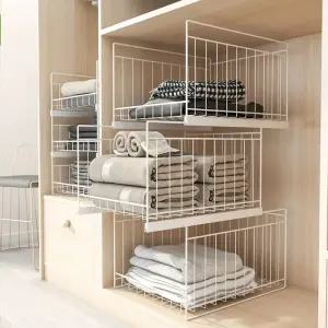 옷장속수납 와이어바스켓 서랍정리대 철제바구니 정리 베이비장 틈새수납 옷장 공간활용