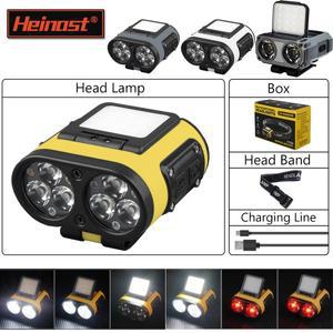 클립 6 모드가있는  센서 헤드 랜턴 램프 낚시 캠핑 하이 밝은 충전 손전등 야외 aterproof 라이트