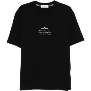 (당일) 26SS 스톤 아일랜드 로고 프린트 블랙 반팔 티셔츠 L1S15 2100001 S0285 V0029