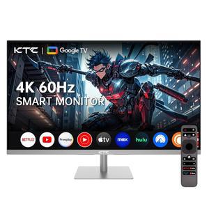 KTC 32인치 4K 스마트 모니터(구글 TV 시스템 3840 * 2160P 넷플릭스 라이선스 타입 C 65W PD 스피커 5W*2 돌비 오디오 헤이 구글 음성 원격 HDR WiFi 블루투스 VESA 틸트 가능