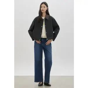 [CC콜렉트](대전신세계)배색 카라 크롭 워크자켓_C261MSJ304