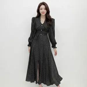 금찌 릴리 도트 롱 원피스 ST8155D