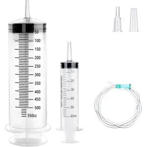 공업용 대형주사기 100mL~500mL 잉크충전 실험용 호스 + 석션팁 포함