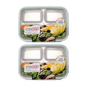 스텐락 국산 스텐밀폐용기 나눔용기 퓨어 멀티직사각 4호 1,100ml 2P세트
