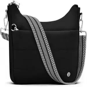 여성용 SYTRAH 방지 크로스바디 지갑 호보 백 퀼트 퍼퍼백 슬루시 내장 및 RFID 차단 기능