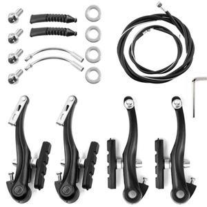 MTB 자전거 V 브레이크 캘리퍼 세트 와이어 포함 AL 산악 BMX 크루저 리니어 풀 클램프 설치 도구