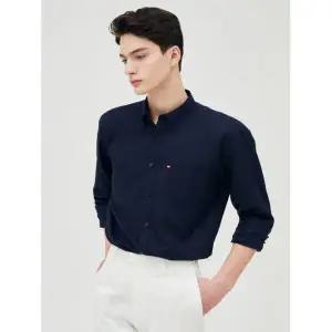 S.T. DUPONT CLASSICS 린넨 트리콜로르 955 뉴 캐주얼 핏 셔츠 네이비 SE5SM22LS955SNY