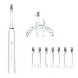 음파 전동칫솔 칫솔모 8개 세트 충전식 스마트 미세모 진동칫솔 화이트 Q232