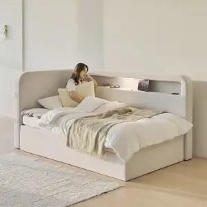 가구 라핀버 LED조명 수납 패브릭 리프트업 침대 프레임 SS