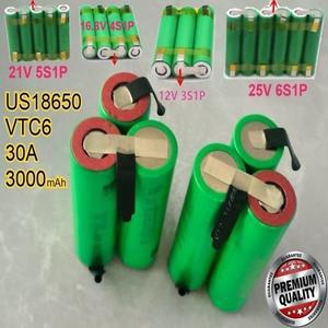 2026년  3.7V - 25V 18650 VTC6 3000mAh 30암페어 12.6V 드라이버 배터리 용접 납땜 스트립 12-25V 팩 (맞