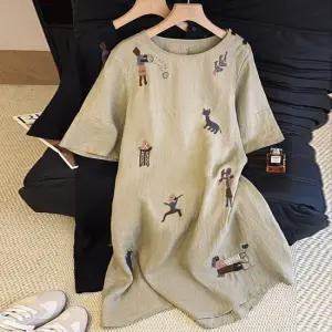 라뮤 아트 자수 린넨 원피스_NC2OP039