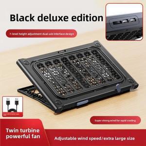 노트북 쿨링 패드 듀얼 터보 팬 다단계 각도 조절(12-17.3인치) 게이밍 브래킷 USB 포트 2개