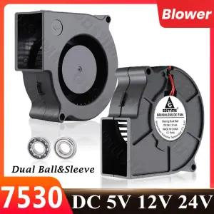 Gdstime 7530 팬 12V 블로워 USB 원심 볼 75mm 75x30mm 컴퓨터 PC DC 24V 5V 브러시리스 쿨링 축류