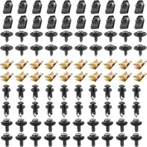 지지야 100 PCS 차체 볼트 및 너트 방청 U 클립 셀프 탭핑 나사 스냅 5종 패스너 구색 키트 엔진 언더 커버