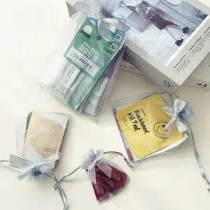 리본 메쉬 파우치 소형 10P 투명 망사 포장 주머니 답례품 정리함