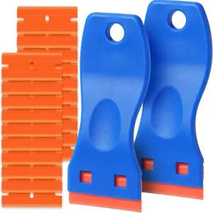 플라스틱 면도날 스크래퍼 도구 20개의 칼날이 달린 2개의 바닥 스토브 제거용 자동차 창문 유리의 데칼