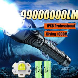 호환상품 2025  XHP360 다이빙 손전등 수중 1000M 전문 방수 랜턴 충전식 램프