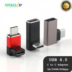 UGOjP USB 타입 C OTG 어댑터 40Gbps 240W to 고속 충전 컨버터 90도 ° 맥북 폰용 데이터