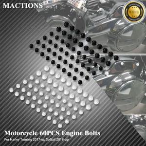 오토바이 엔진 볼트 60pcs 스크류 캡 커버 보호대 할리 여행용 도로 스트리트 글라이드 FLHR Softail Fat B