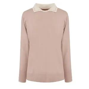 [크로커다일레이디]크로커다일레이디 카라 자수 배색 니트탑_CLCSSW102