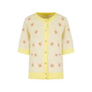 [크로커다일레이디]크로커다일레이디 플라워 반팔 풀오버 니트_CLEMSW101