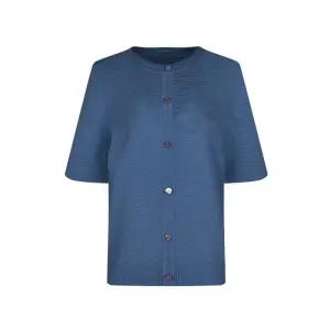 [크로커다일레이디]크로커다일레이디 페미닌 패턴 니트 반팔 가디건_CLEMSW103