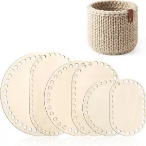 코비 6개 나무 바구니 바닥 타원형 원형 빈 코바늘 받침대 DIY 공예 직조 제작 용품을 위한 6가지 크기의