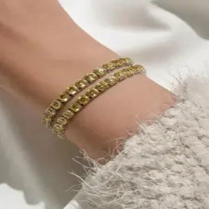 [루즈루나]바멜 크리스탈 탄생석 컬러 테니스 팔찌 6mm 커플 우정 팔찌 F34