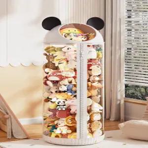 거실 인형정리함 정리함 봉제인형 베란다 대형 보관함 화장대 원통형 라탄 바스켓 그물형 보관