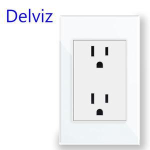 Delviz 미국 표준 전원 콘센트, AC 110V~250V, 120mmx72mm 강화 크리스탈 유리 패널, 전기 플러그 15A 벽면