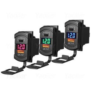 자동차 트럭 밴 보트 RV용 USB 로커 스위치, 12V, 36W A PD 콘센트 소켓, LED 전압 디스플레이 포함, 18W Q