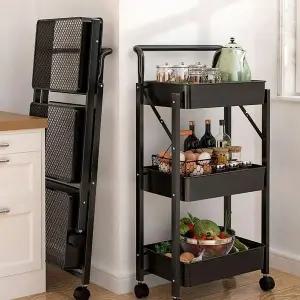 [하프클럽/셀러허브]이동식 주방수납카트 폴딩 트롤리 핸들형