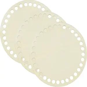 파티킬 3Pcs 크로셰 바구니 베이스 4인치 원형 바닥 셰이퍼 빈 나무 백 만들기 용품 직조 뜨개질 키트 DIY