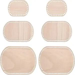 파티킬 3 사이즈 코바늘 바구니 바닥 6개의 타원형 빈 뜨개질 나무 받침대 DIY 공예 직조 제작 용품 홈