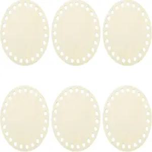 메카닉시 6개 나무 바구니 바닥 3.94인치 원형 빈 천연 베이스 솔리드 크로셰 DIY 공예 직조 용품 홈