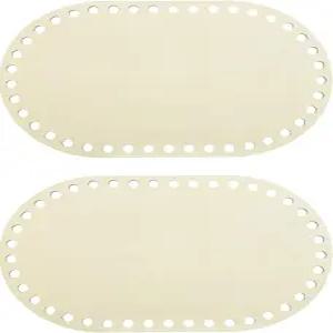 메카닉시티 2개 나무 바구니 바닥 4.92x7.87인치 타원형 빈 천연 베이스 솔리드 크로셰 DIY 공예 직조 용품