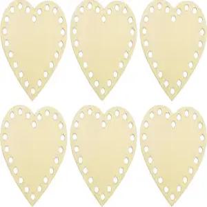 파티킬 4인치 x 크로셰 바구니 바닥 6개의 하트 모양 빈 뜨개질 나무 받침대 DIY 공예 직조 제작 용품 홈