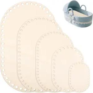 5PCS 나무 바구니 바닥 내추럴 블랭크 코바늘 베이스 세트 DIY 직조용 타원형 원 뜨개질 공예 용품 홈 데코