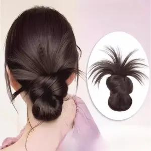 자연스러운 로우번 집게핀 올림머리 부분가발 똥머리 여성 포니테일