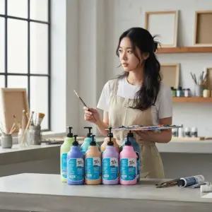 아크릴 물감 1L 전용 디스펜서 펌프형 공병 미술 재료 용기