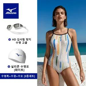 미즈노 2026 스팽글 원피스 수영복 실외 실내 겸용 수모 수경 3종 풀세트 N2CAD308